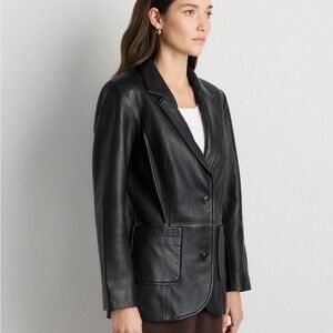 Quince 100% Leather Blazer Black - Women’s S Small Like New - Jacket Coat